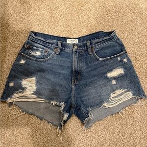 Abercrombie & Fitch Blue Distressed Jean Shorts